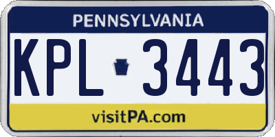 PA license plate KPL3443