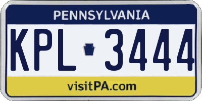 PA license plate KPL3444