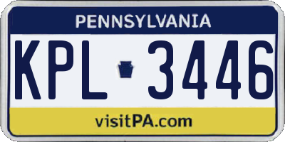 PA license plate KPL3446