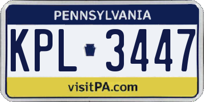 PA license plate KPL3447