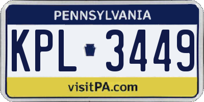 PA license plate KPL3449