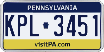 PA license plate KPL3451