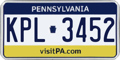 PA license plate KPL3452