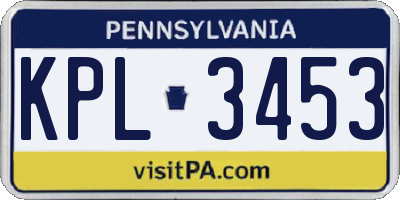 PA license plate KPL3453