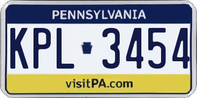 PA license plate KPL3454