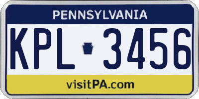 PA license plate KPL3456