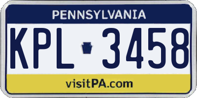 PA license plate KPL3458