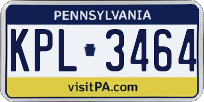 PA license plate KPL3464