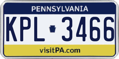 PA license plate KPL3466