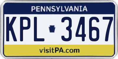 PA license plate KPL3467