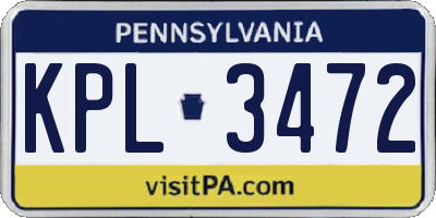 PA license plate KPL3472