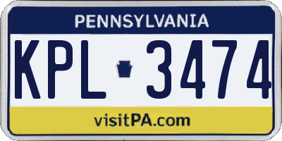 PA license plate KPL3474