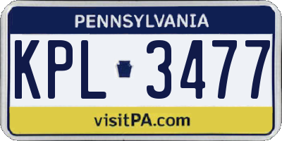 PA license plate KPL3477