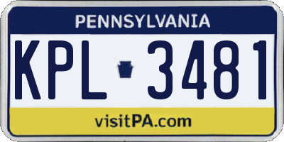 PA license plate KPL3481