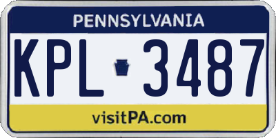 PA license plate KPL3487