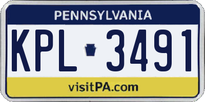PA license plate KPL3491