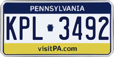 PA license plate KPL3492