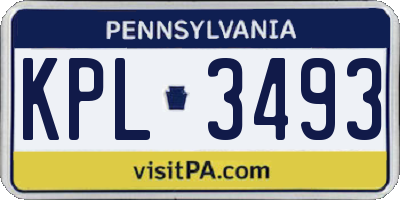 PA license plate KPL3493