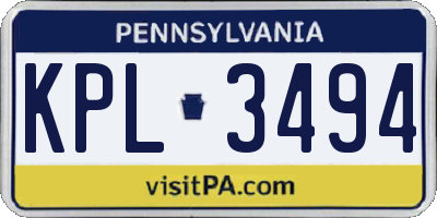 PA license plate KPL3494