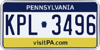 PA license plate KPL3496