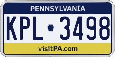 PA license plate KPL3498