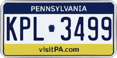 PA license plate KPL3499