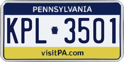 PA license plate KPL3501