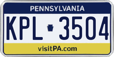 PA license plate KPL3504