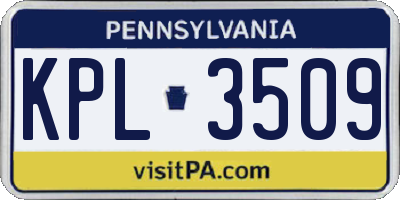 PA license plate KPL3509