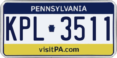 PA license plate KPL3511