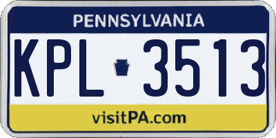 PA license plate KPL3513