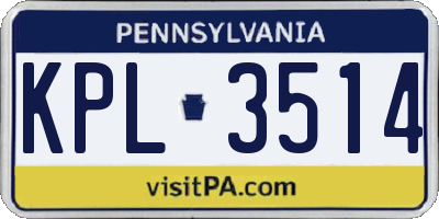 PA license plate KPL3514