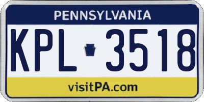 PA license plate KPL3518
