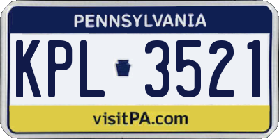 PA license plate KPL3521