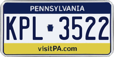 PA license plate KPL3522