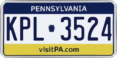 PA license plate KPL3524