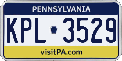 PA license plate KPL3529