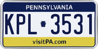 PA license plate KPL3531
