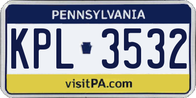 PA license plate KPL3532