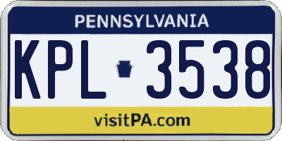 PA license plate KPL3538