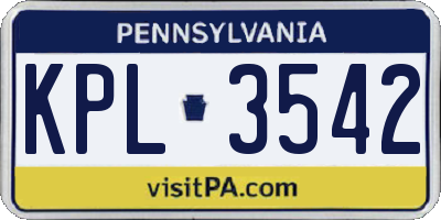 PA license plate KPL3542