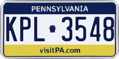 PA license plate KPL3548