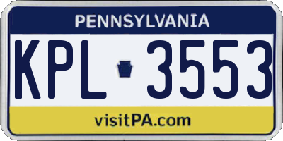 PA license plate KPL3553