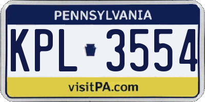 PA license plate KPL3554
