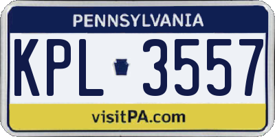 PA license plate KPL3557