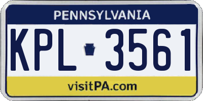 PA license plate KPL3561