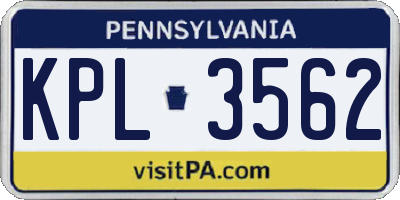 PA license plate KPL3562