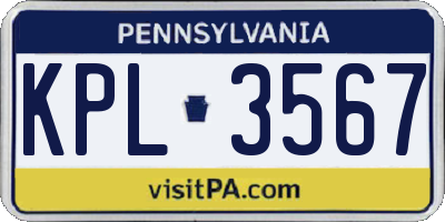 PA license plate KPL3567