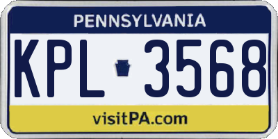 PA license plate KPL3568