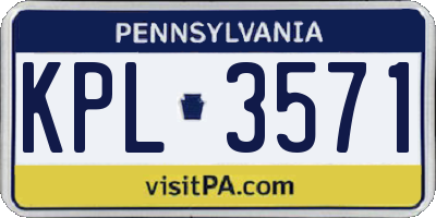 PA license plate KPL3571